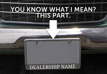 License plate frame advertising