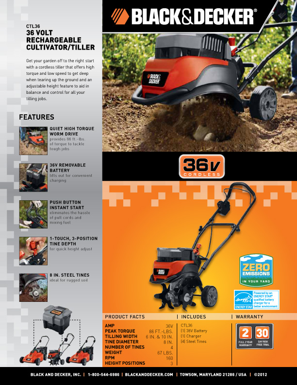 Black&Decker36VCordlessTillerCTL36